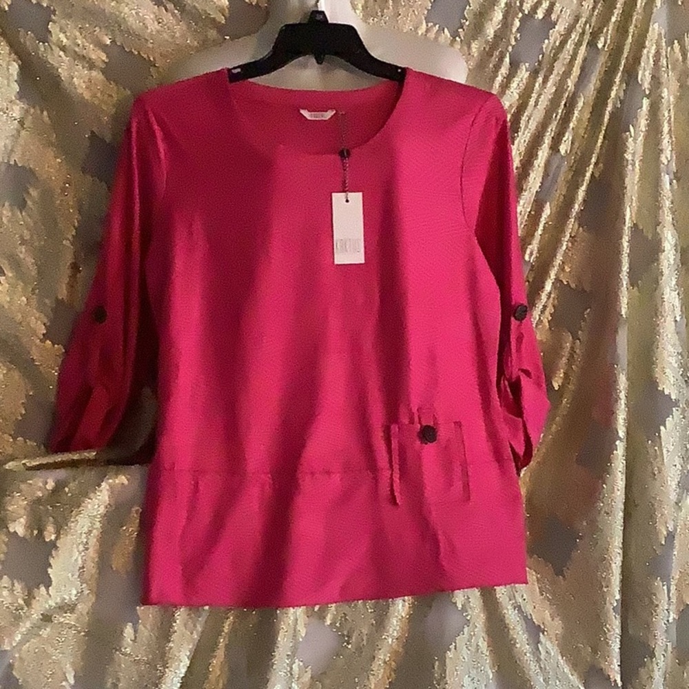 KAKTUS pink top 3/4 sleeves new with tag (L) (S)nice material 38$ retail